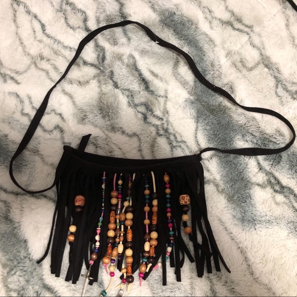 HANDMADE 💕🥰SMALL BEADED BOHO FRINGE BAG - Picture 1 of 3